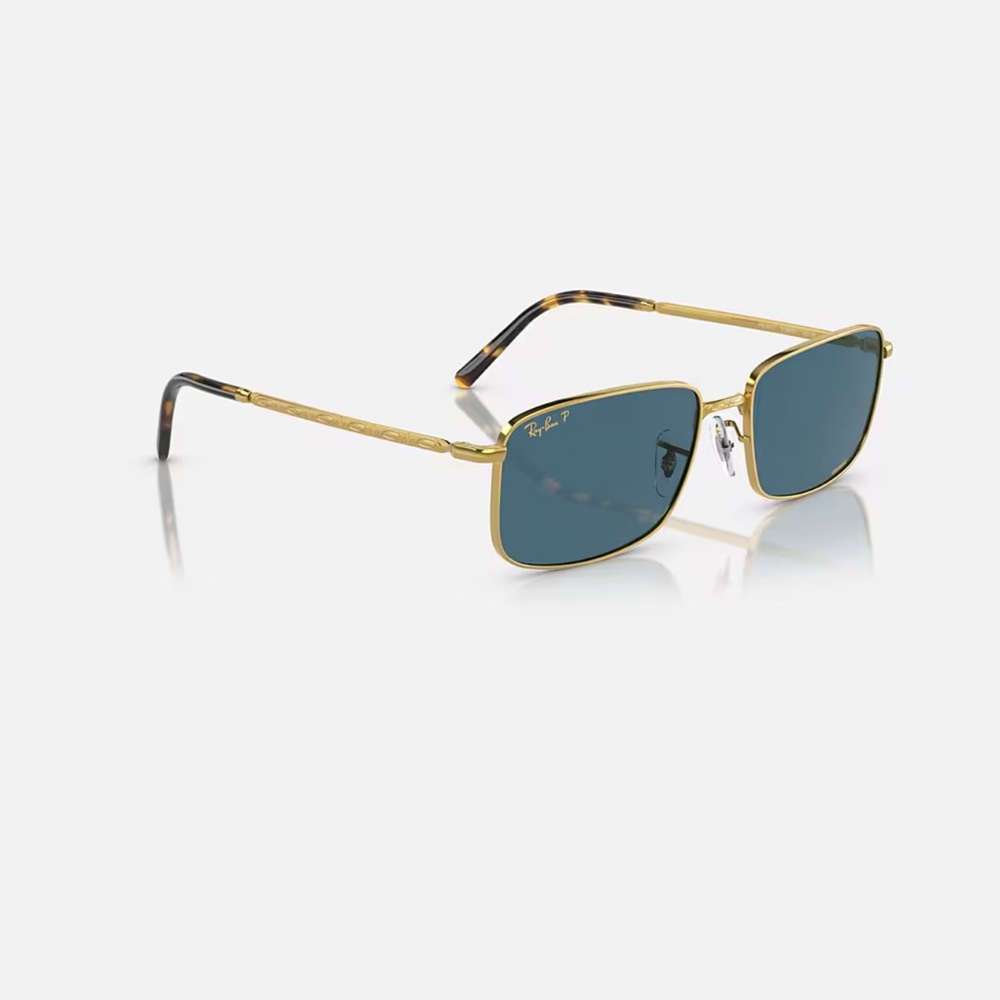 NEW RB3717 Ray-Ban Gold Frame Sunglasses with Blue Lenses - Picture 6 of 11